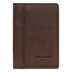 Hexagona Porte-cartes - 1 Volet - Cuir De Vachette - Marron - Instinct