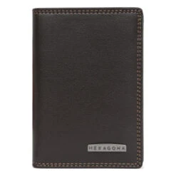 Hexagona Porte-cartes - 1 Volet - Stop RFID - Cuir De Vachette - Marron Foncé - Sensation