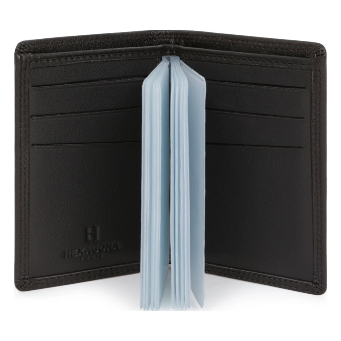 Hexagona Porte-cartes - 1 Volet - Stop RFID - Cuir De Vachette - Marron Foncé - Sensation 4 Hexagona Porte-cartes - 1 Volet - Stop RFID - Cuir De Vachette - Marron Foncé - Sensation – Image 2