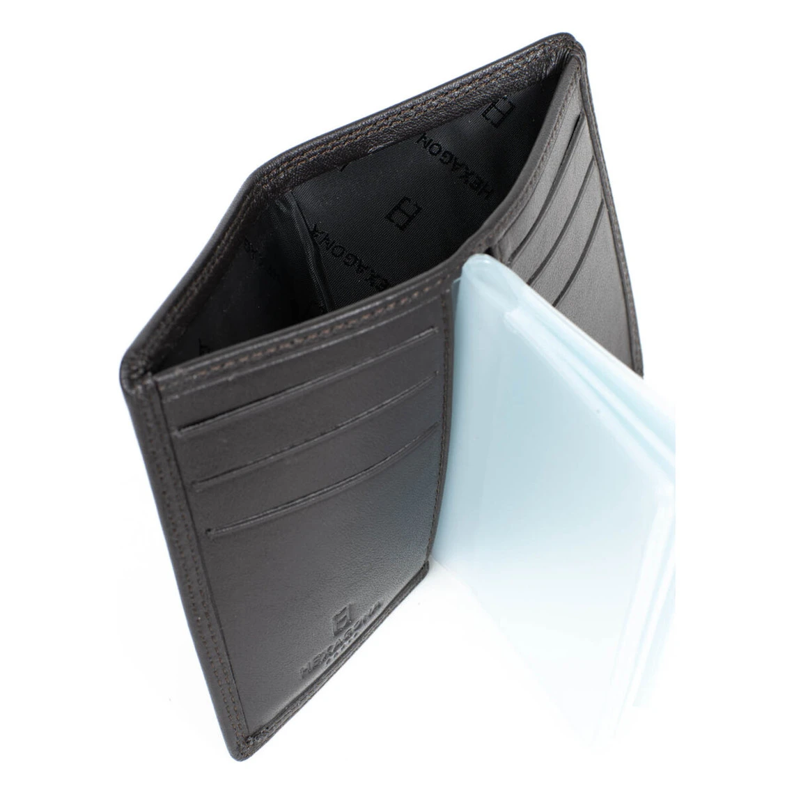 Hexagona Porte-cartes - 1 Volet - Stop RFID - Cuir De Vachette - Marron Foncé - Sensation 7 Hexagona Porte-cartes - 1 Volet - Stop RFID - Cuir De Vachette - Marron Foncé - Sensation – Image 5