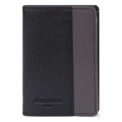 Hexagona Porte-cartes - 1 Volet - Stop RFID - Cuir De Vachette - Noir/Taupe - Duo