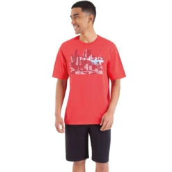 Athena Pyjama Court Col Rond Homme Nightwear