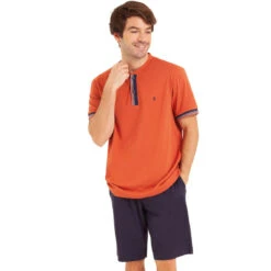 Pyjama Court Col T Homme Jersey