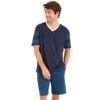 Pyjama Court Col V Homme - Bleu