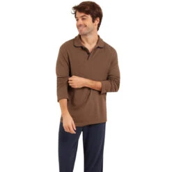 Pyjama Long Col Ouvert Homme Coton Modal