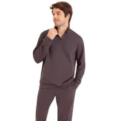 Pyjama Long Col Ouvert Homme Interlock