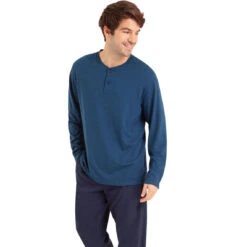 Pyjama Long Col T Homme Coton Bio