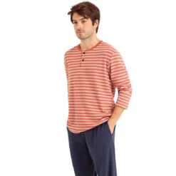 Pyjama Long Col T Homme - Orange