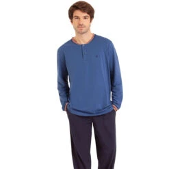 Pyjama Long Col T Homme Jersey