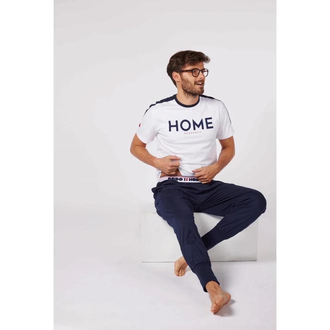 Pyjama Long Homme En Coton - Blanc - Bleu Marine - Rouge / Bleu Marine Uni 3 Pyjama Long Homme En Coton - Blanc - Bleu Marine - Rouge / Bleu Marine Uni