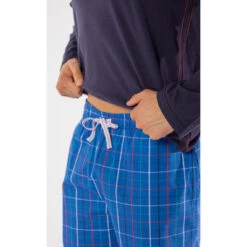Pyjama Long Homme En Coton Bleu Marine/ Bleu à Carreaux -MenCorner Boutique pyjama long homme 3397520 3 1140x1140
