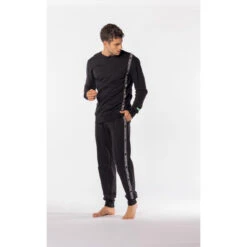 Pyjama Long Homme Noir Logoté