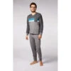 Pyjama Long Homme - Gris Chiné Avec Bandes Contrastées/ Gris Chiné -MenCorner Boutique pyjama long homme 3397598 1140x1140
