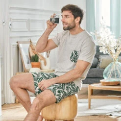 Pyjama MANGROVE Gris Chiné En Coton