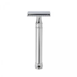 Rasoir De Sûreté à Double Tranchant Avec Manche Extra-long Chromé Et Lame Plume