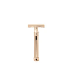 Rasoir De Sûreté à Double Tranchant Avec Manche Octogonal En Plaqué Or Rose Et Lame Plume