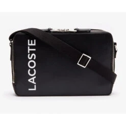 Sacoche Zippée L.12.12 Rectangulaire En Cuir Lisse Noir LACOSTE - Bandoulière