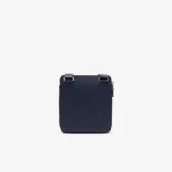 Lacoste Sacoche Bandoulière En Cuir - Bleu Chantaco