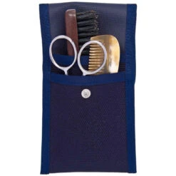 Set Barbe Et Moustache 3 Pièces Ciseau, Brosse Et Peigne - Kit Du Barbu
