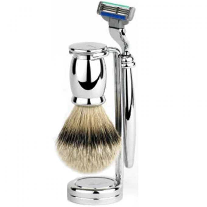 SET DE RASAGE 3 PIECES CHROME - Lames Mach 3® 1 Blaireau, 1 Rasoir, 1 Stand 4 SET DE RASAGE 3 PIECES CHROME - Lames Mach 3® 1 Blaireau, 1 Rasoir, 1 Stand – Image 2