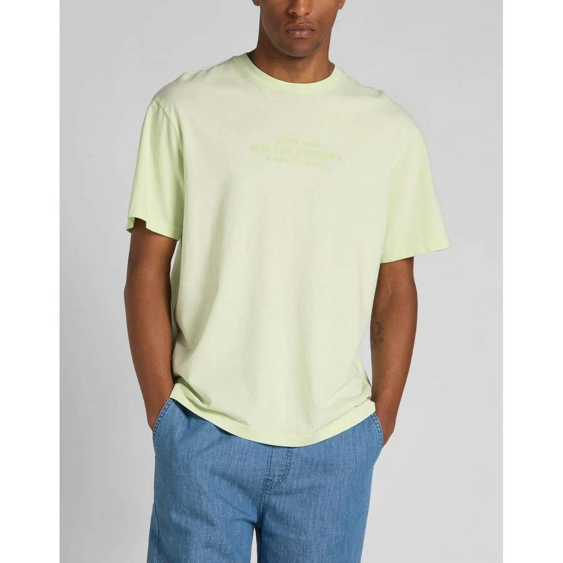 Lee T-Shirt Homme En Coton Vert 3 Lee T-Shirt Homme En Coton Vert