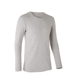 DAMART Tee-shirt Manches Longues Col Rond En Mailles Gris Chiné -MenCorner Boutique tee shirt col rond maille interlock 3237111 1140x1140