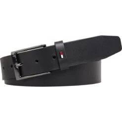 Ceinture Homme Tommy Hilfiger Logo Boucle Noir Cuir Noir