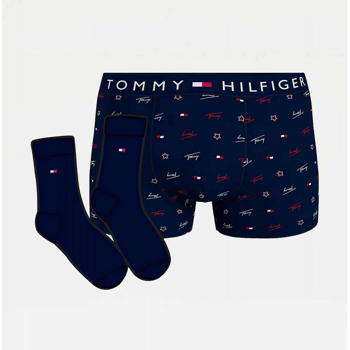 Set Boxer Logote & Paire De Chaussettes - Bleu Tommy Hilfiger Underwear 3 Set Boxer Logote & Paire De Chaussettes - Bleu Tommy Hilfiger Underwear