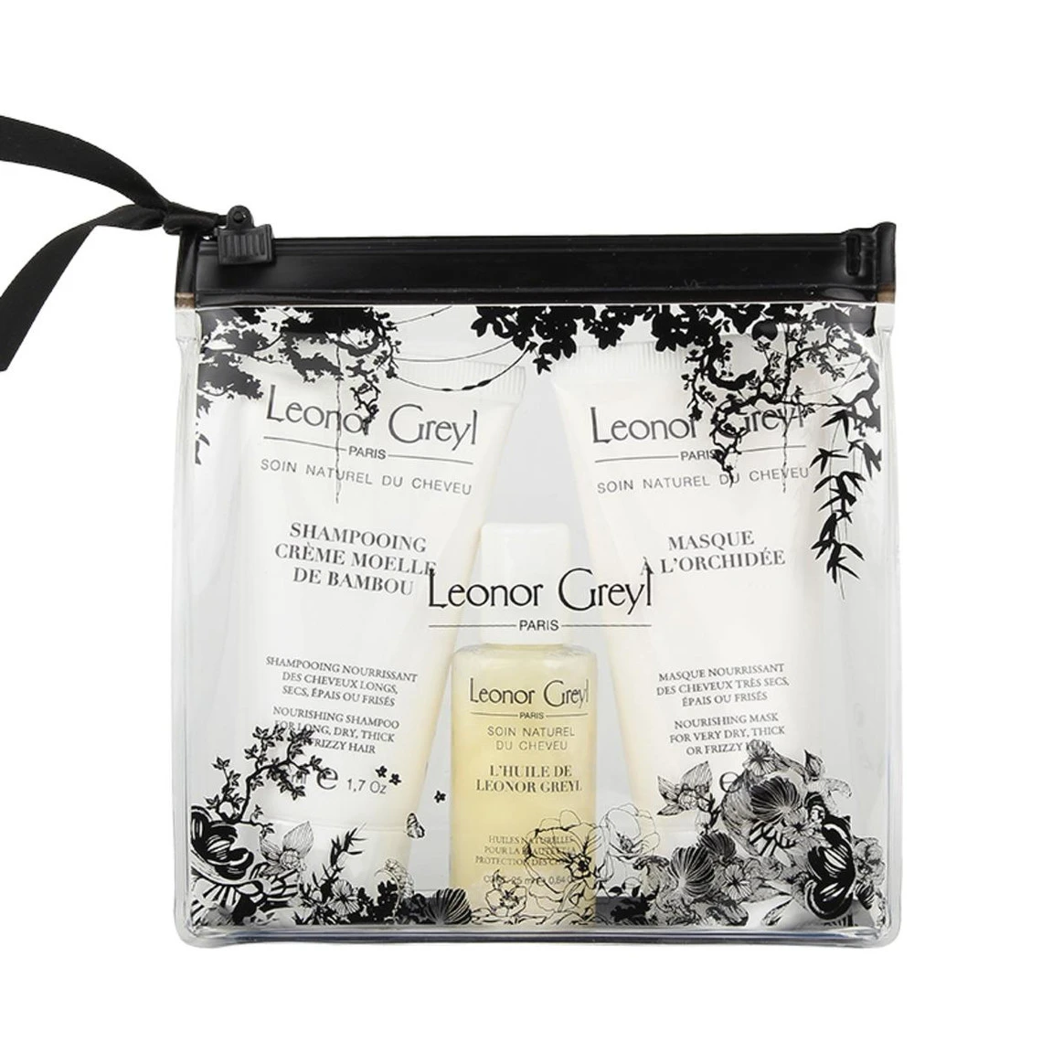 Trousse De Voyage Cheveux Frises - Palme Bambou Orchidée 50 + 50 + 25 Ml 3 Trousse De Voyage Cheveux Frises - Palme Bambou Orchidée 50 + 50 + 25 Ml