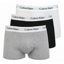 CALVIN KLEIN UNDERWEAR PACK 3 BOXERS HOMME - Coton Stretch Blanc / Noir / Gris